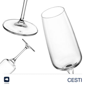 Sektglas CESTI 240 ml 6er-Set + Poliertuch